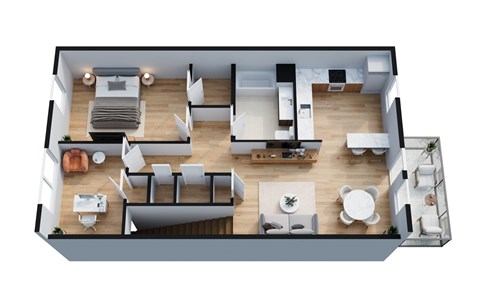 Floor plan for 1 bed, 1 bath, 806 sqft